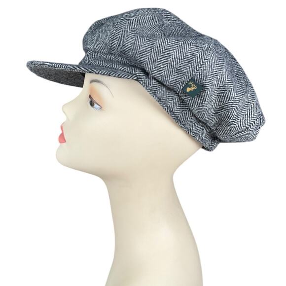 Mucros Weavers Ireland Gray Herringbone Newsboy Cap Hat One Size Wool Blend - Picture 6 of 16